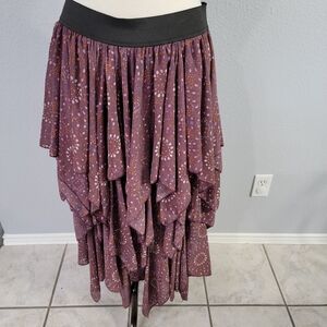 Free People Mauve Print Handerkercief Maxi Skirt
